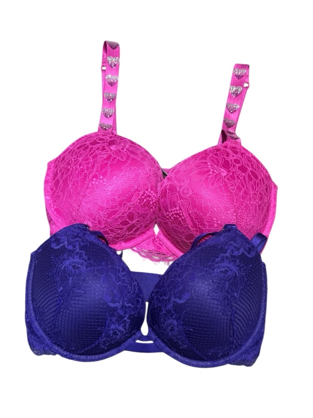 Victoria’s Secret 32DDD Very Sexy Push-Up Bra LOT 2 pcs Pink Purple Summer Lace